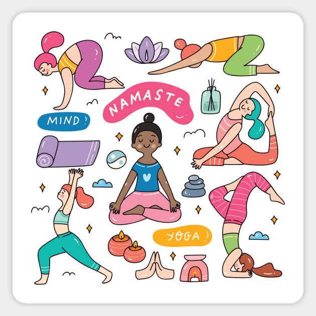 Cute Yoga Woman Doodle Art Sticker by SLAG_Creative